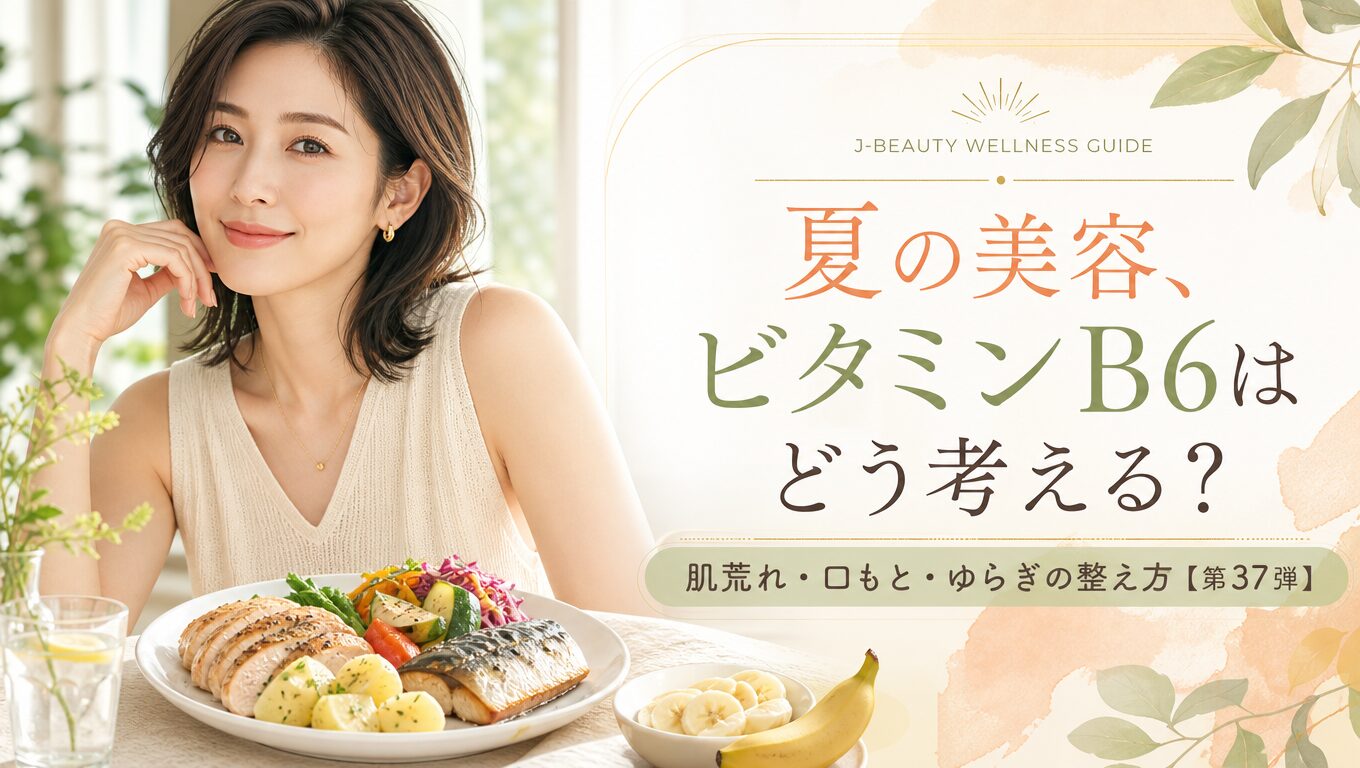 夏の美容におけるビタミンB6の肌荒れ・口もと・ゆらぎの整え方を解説する第37弾タイトル画像